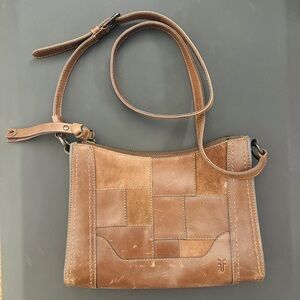 Frye Patchwork Tan Leather Crossbody Bag